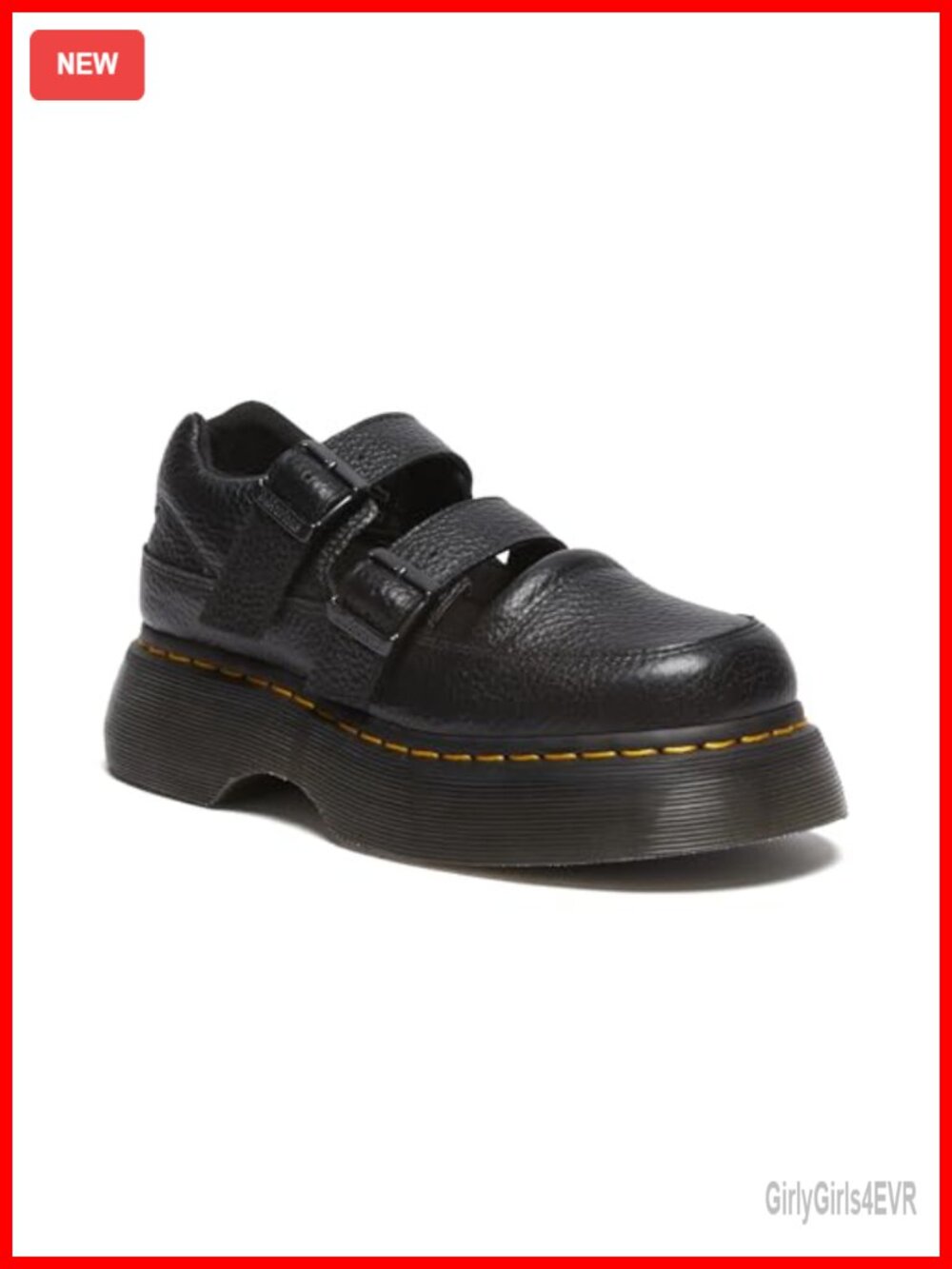 Milled Nappa Leather Mary Jane Flats with Platform Heel